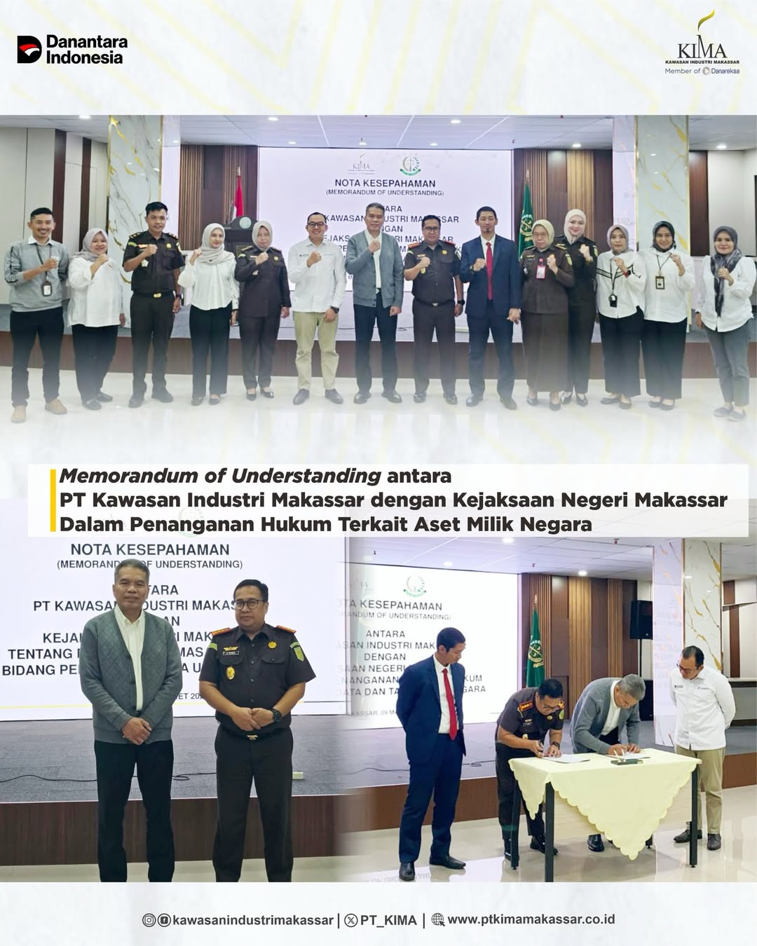 PT Kawasan Industri Makassar (KIMA) resmi menjalin kerja sama dengan Kejaksaan Negeri Makassar m